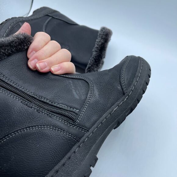 Khombu size 8 side zip faux fur ankle boots - Picture 4 of 8